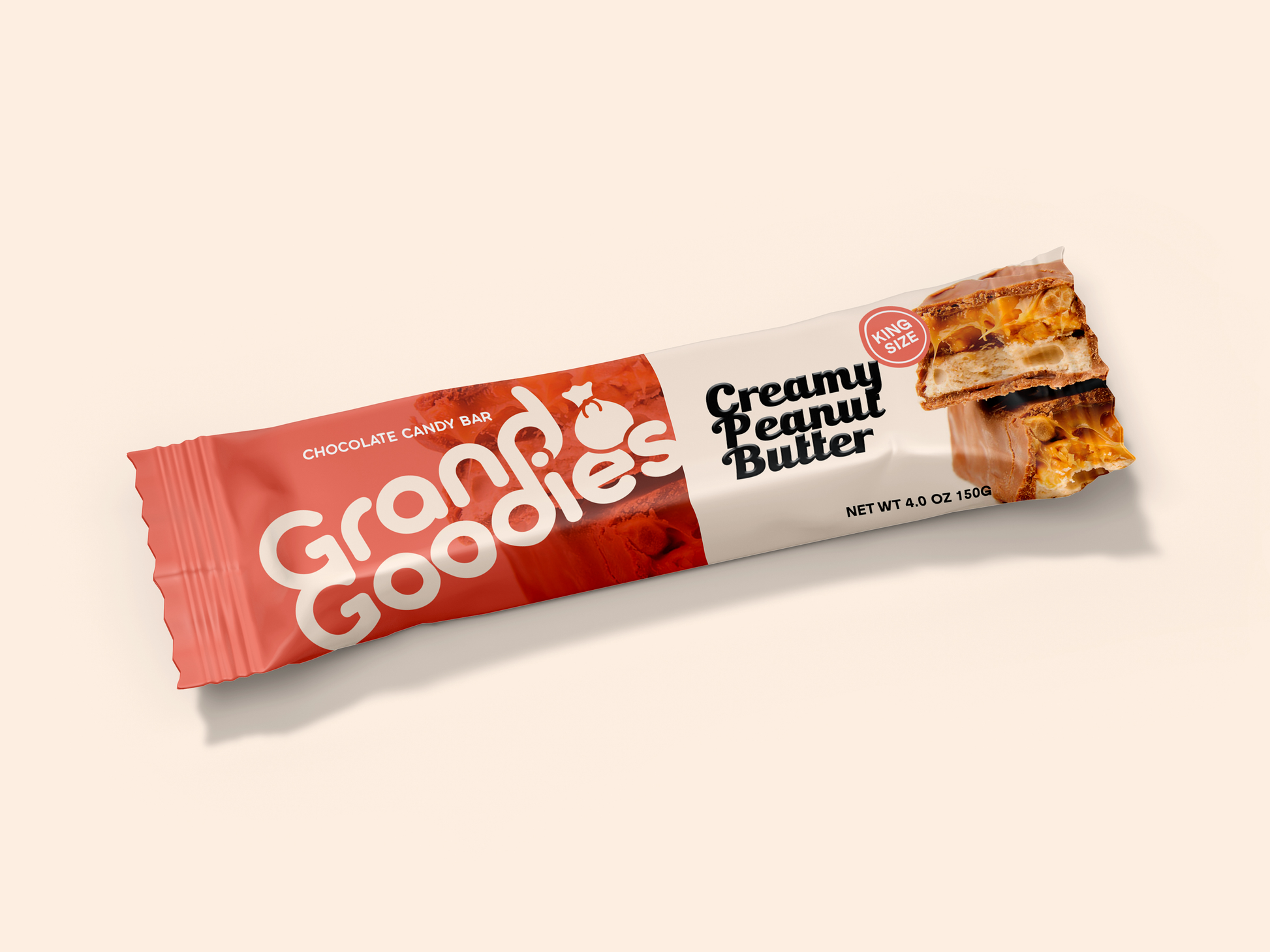 Grand Goodies King Size Creamy Peanut Butter Chocolate Candy Bar